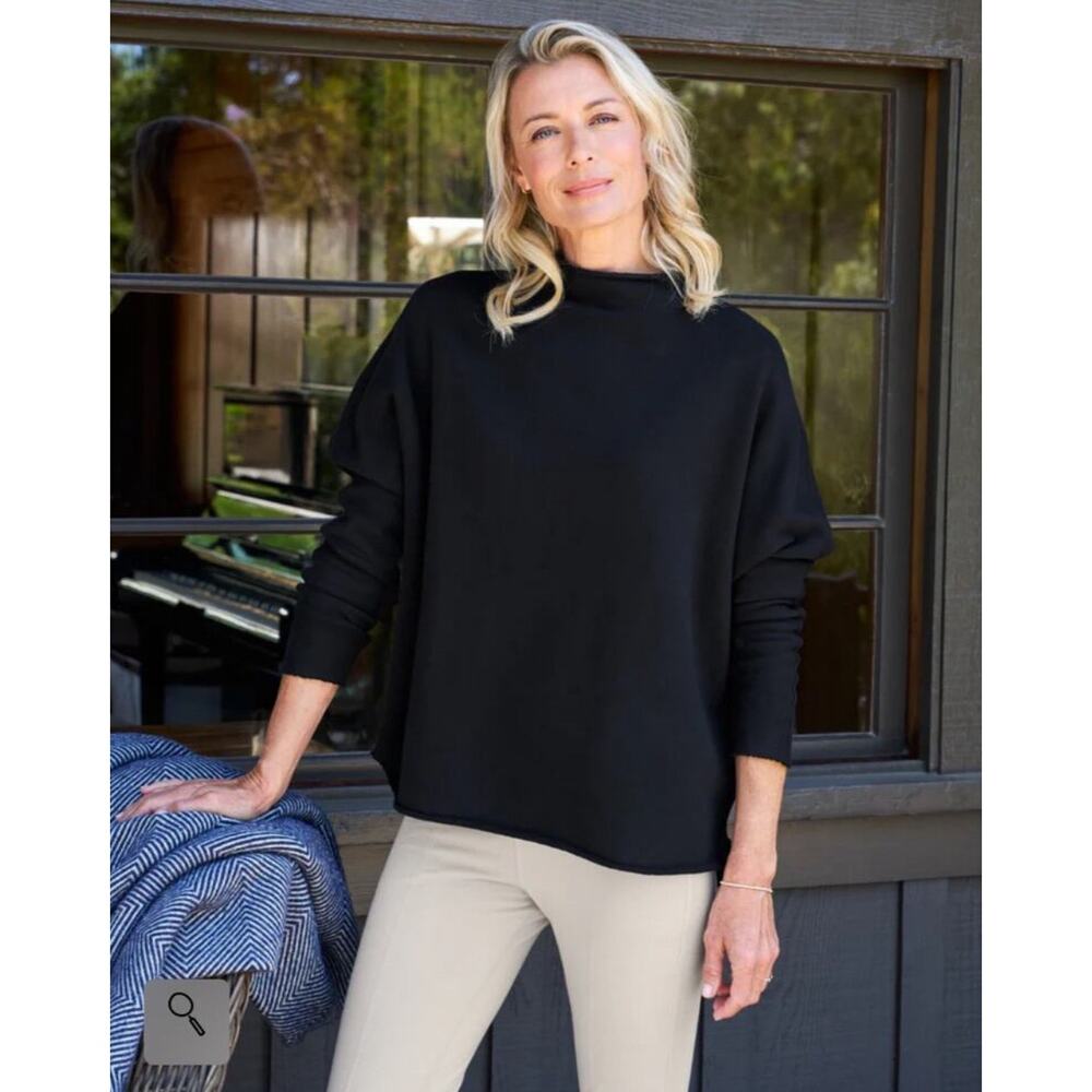 Frank & Eileen Black Relaxed Mock Neck Sweater